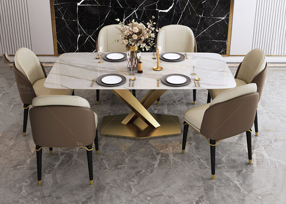 Set Meja Ruang Makan Kayu Solid Mewah Fashion Marmer Atas