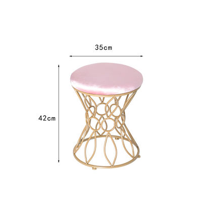 Beludru Emas Dalam Ruangan 35cm Stainless Steel Ottoman Tahan Kotoran