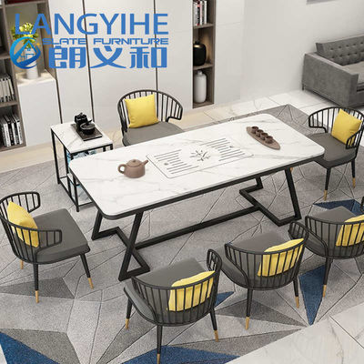 Meja Makan Batu Tulis 140cm Modern Italy Minimalis Luxury Metal