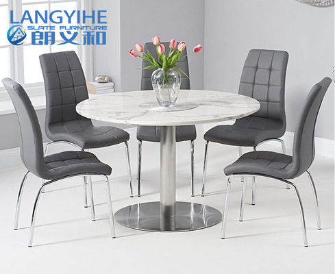 Meja Makan Marmer Oem Odm Lingkaran Putih 120cm