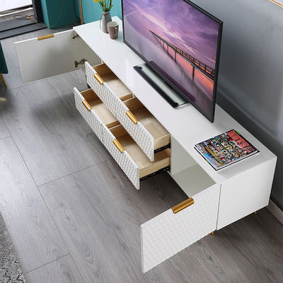 Meja Tengah Ruang Tamu Dan Kabinet TV Besi Marmer Bentuk Panjang Mewah