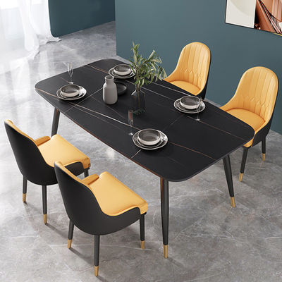 Meja Makan Marmer Metal Nordic Light Luxury Untuk 4 - 6 Orang