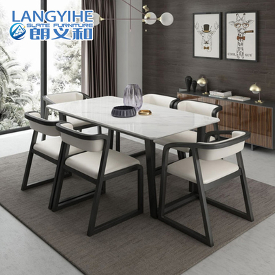 Meja Makan Dan Kursi Kayu Solid Marmer Minimalis Modern Nordic