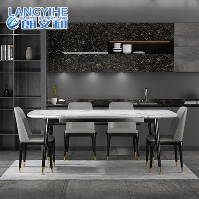 Meja Makan Marmer Nordic Persegi Panjang Dan Kursi Kayu Solid Minimalis Modern