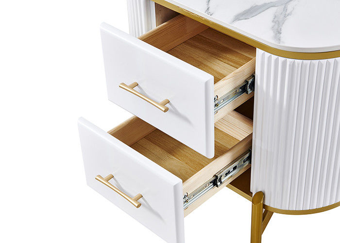 ISO9001 Rock Board Metal Side TV Unit Meja Kopi Set