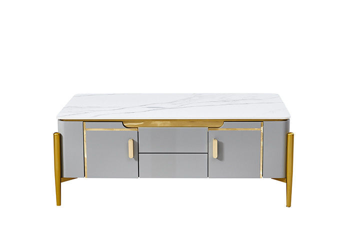 ISO18001 Marmer Stone Slab TV Unit Meja Kopi Set