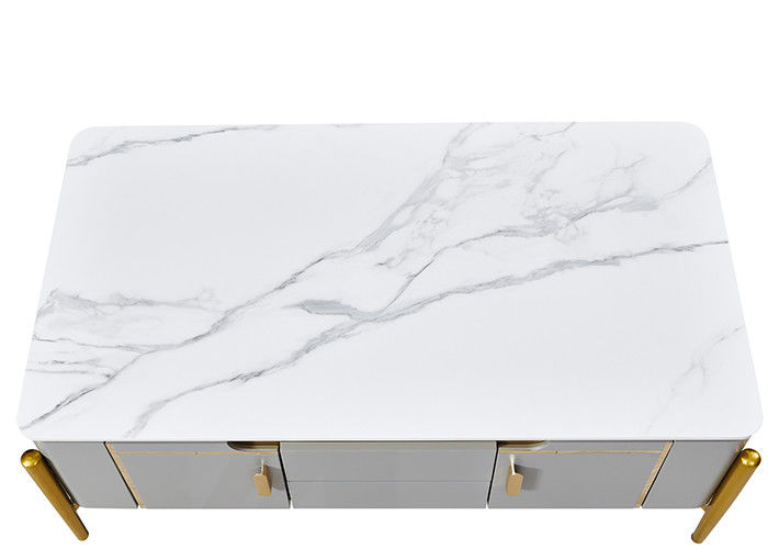 ISO18001 Marmer Stone Slab TV Unit Meja Kopi Set