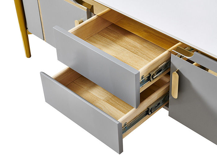 ISO18001 Marmer Stone Slab TV Unit Meja Kopi Set