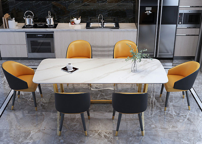 Meja Makan Marmer Stainless Steel Eropa Mewah Luxury