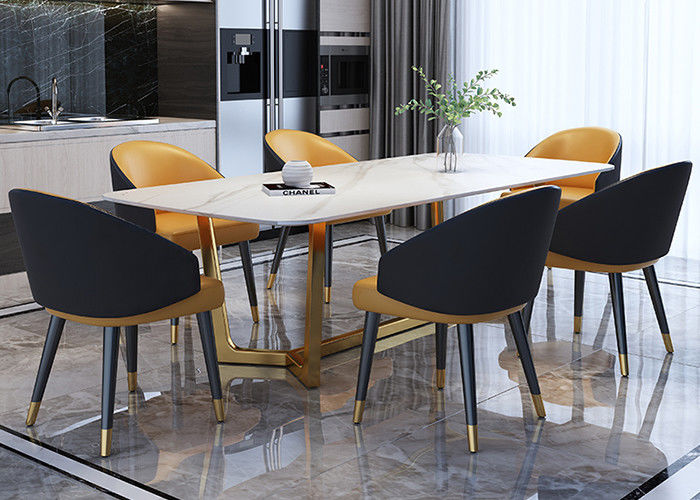 Meja Makan Marmer Stainless Steel Eropa Mewah Luxury