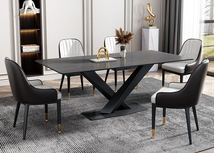 Meja Makan Slate Hotel Keluarga Desain Modern yang Kasar