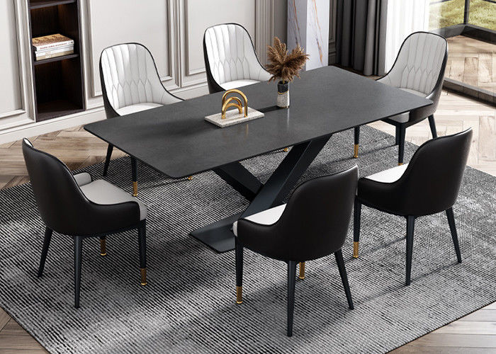 Meja Makan Slate Hotel Keluarga Desain Modern yang Kasar