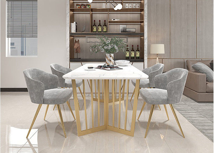 Bingkai Bawah Stainless Steel Meja Makan Modern Marmer