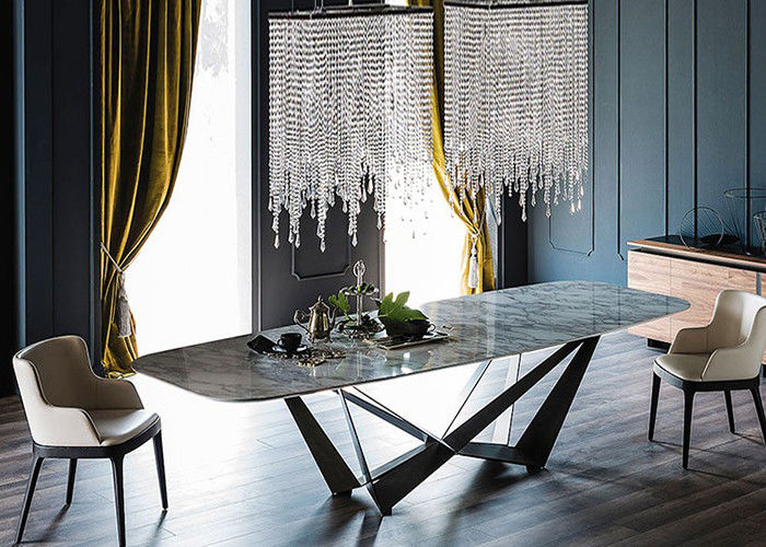 Meja Makan hotel marmer Dengan Kaki Stainless Steel Steel