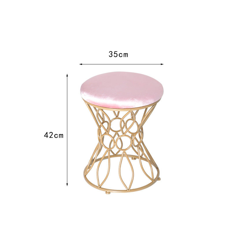 Beludru Emas Dalam Ruangan 35cm Stainless Steel Ottoman Tahan Kotoran