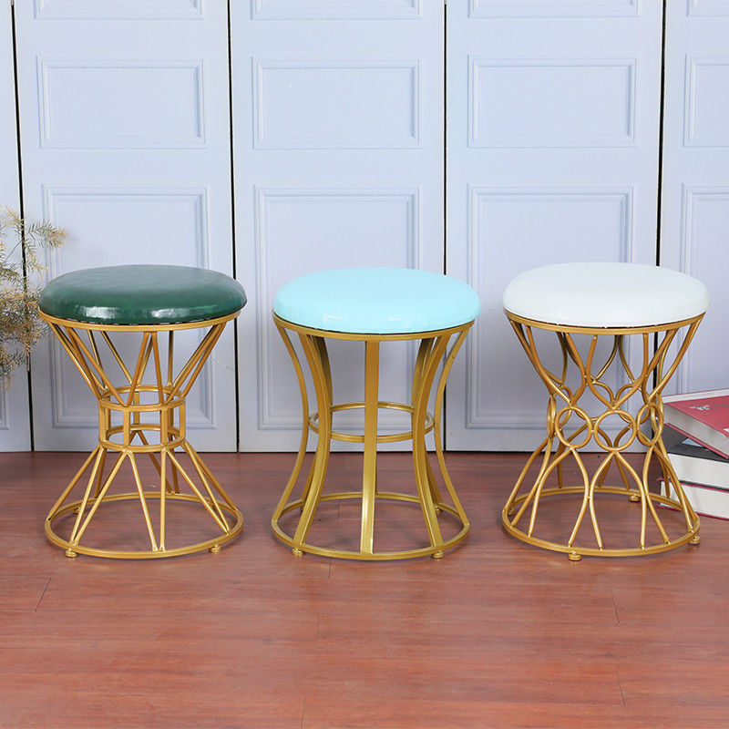 Beludru Emas Dalam Ruangan 35cm Stainless Steel Ottoman Tahan Kotoran