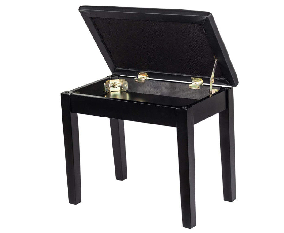 Duet Keyboard Odm Double Piano Bench Dengan Penyimpanan Kursi Lebar Kulit Imitasi Hitam