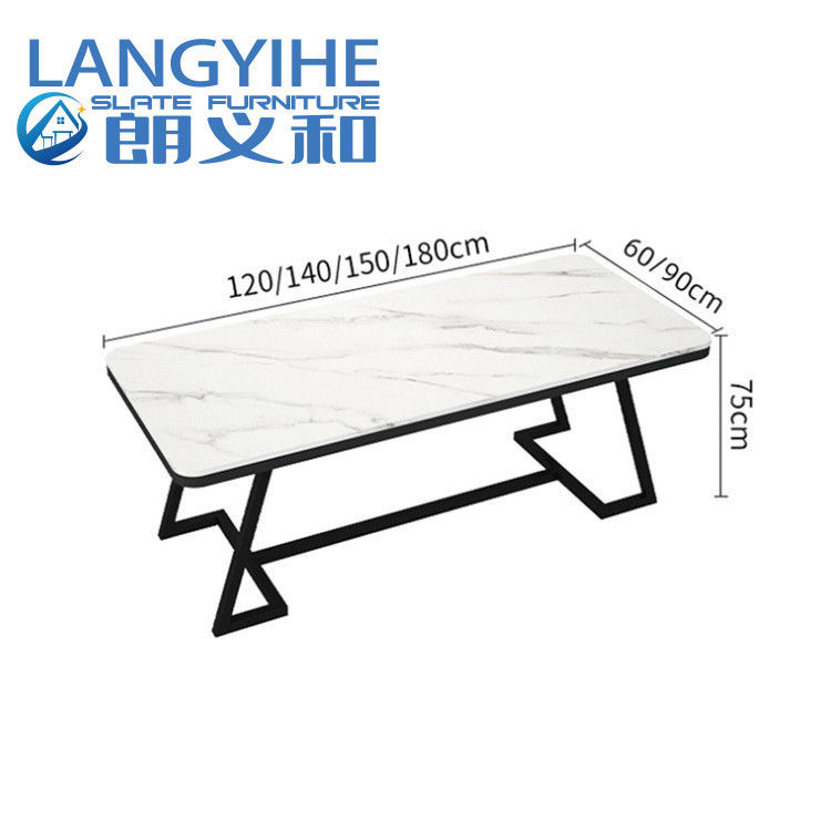 Meja Makan Batu Tulis 140cm Modern Italy Minimalis Luxury Metal