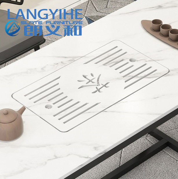 Meja Makan Batu Tulis 140cm Modern Italy Minimalis Luxury Metal