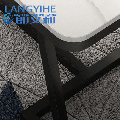 Meja Makan Batu Tulis 140cm Modern Italy Minimalis Luxury Metal