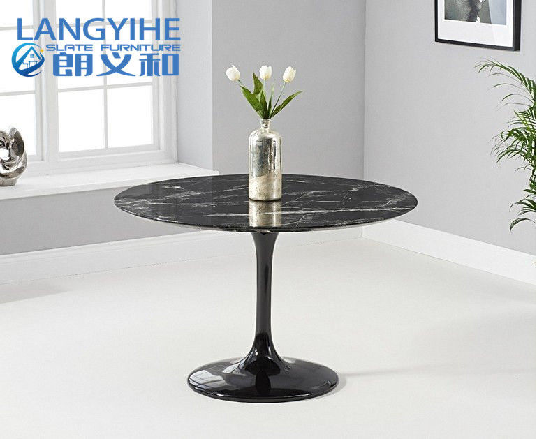 Oem 120cm Round Marmer Meja Makan Set Untuk Sarapan