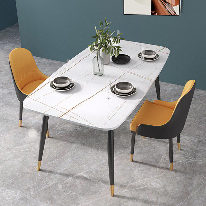 Meja Makan Marmer Metal Nordic Light Luxury Untuk 4 - 6 Orang