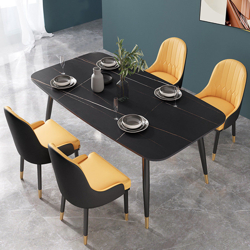 Meja Makan Marmer Metal Nordic Light Luxury Untuk 4 - 6 Orang