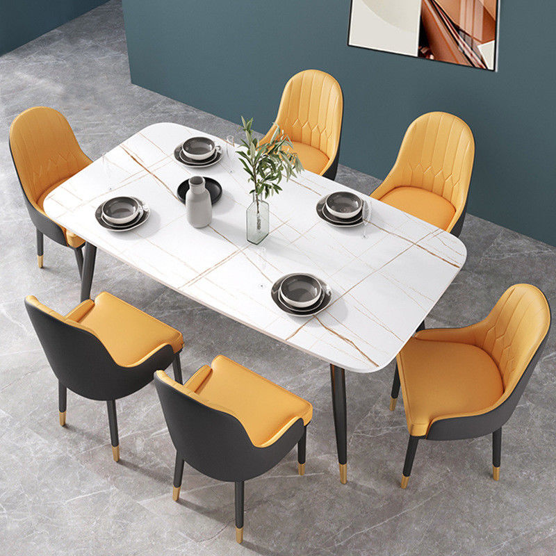 Meja Makan Marmer Metal Nordic Light Luxury Untuk 4 - 6 Orang