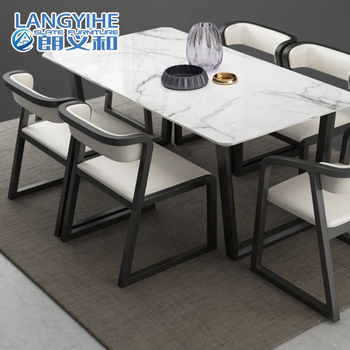 Meja Makan Dan Kursi Kayu Solid Marmer Minimalis Modern Nordic