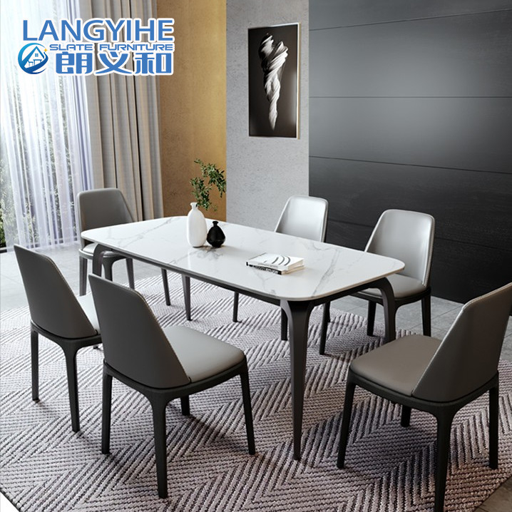 Meja Makan Dan Kursi Marmer Persegi Panjang Nordic Minimalis