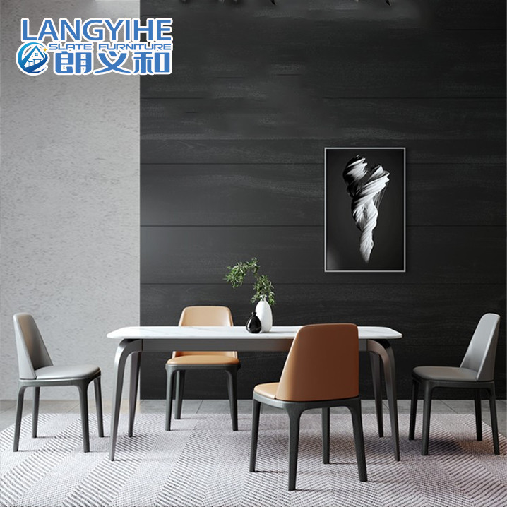Meja Makan Dan Kursi Marmer Persegi Panjang Nordic Minimalis
