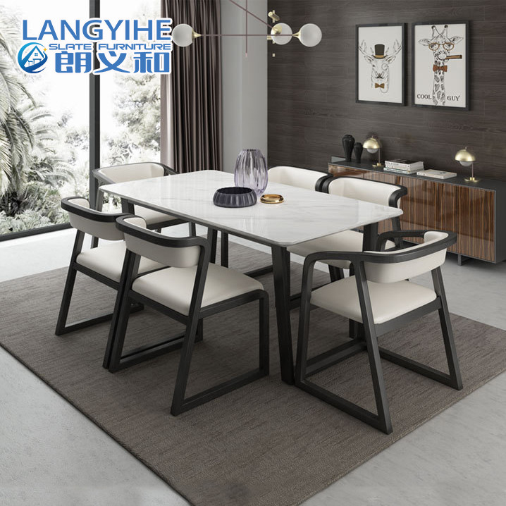 Meja Makan Kayu Solid Nordic Marmer Meja Makan Dan Kursi Persegi