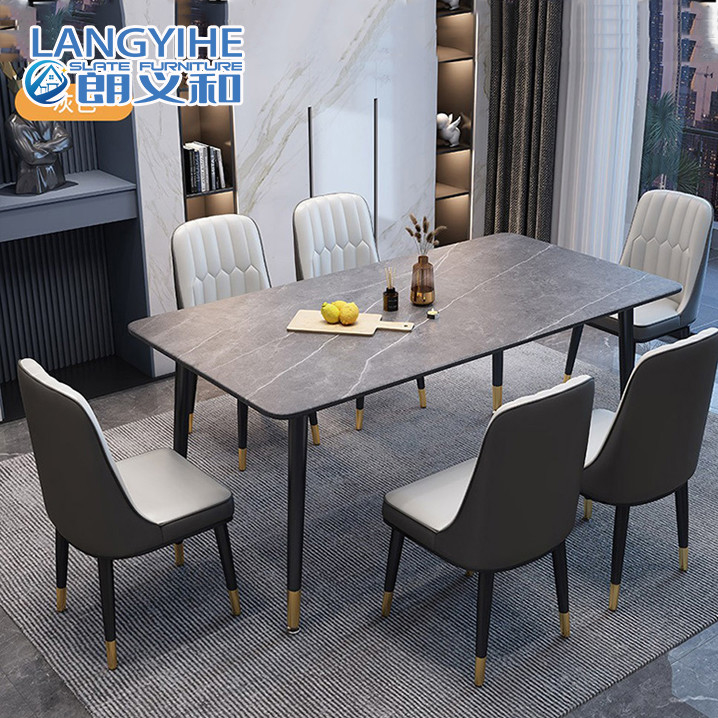 Papan Batu Mewah Ringan Meja Makan Persegi Panjang Marmer Finishing Rumah Tangga