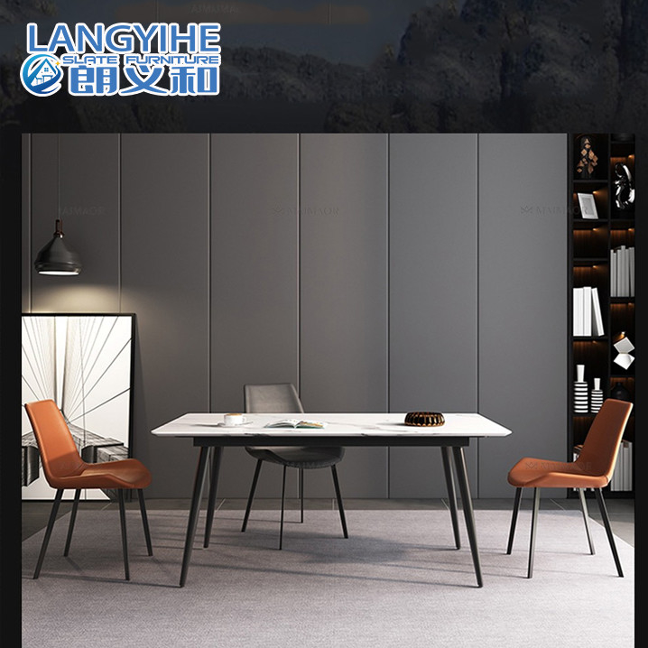 Meja Makan Marmer Rock Slab Nordic Minimalis Modern